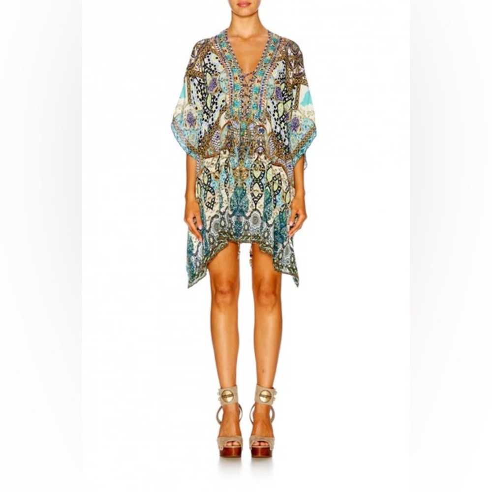 Camilla Franks Short Kaftan w/ added Fringe Hem, Meet Me In Casablanca, Silk, OS